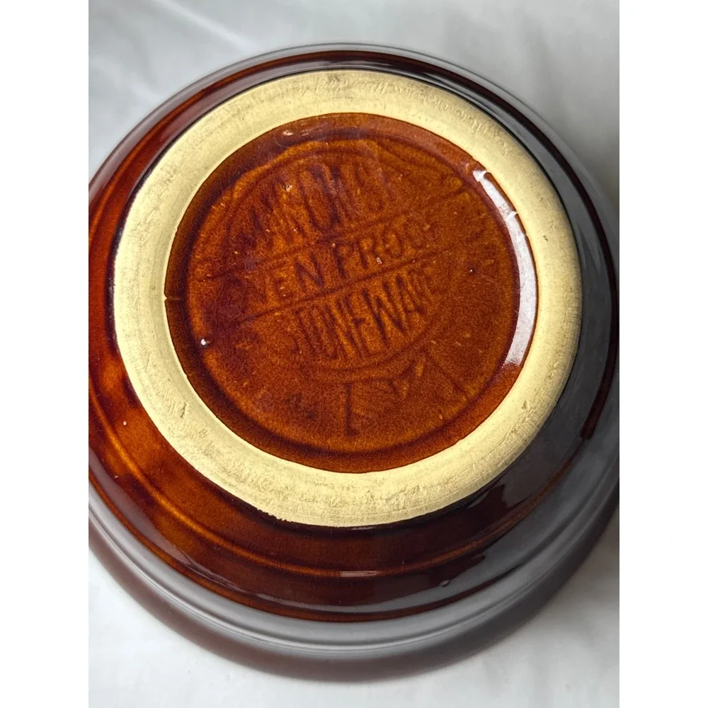 Vintage Marcrest Stoneware Ribbed Brown Glazed Mixing Bowl 9.5 Inch